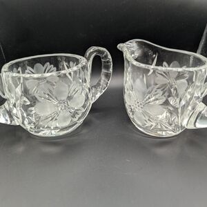 American Brilliant Period.  Pressed Glass Sugar And Creamer Set